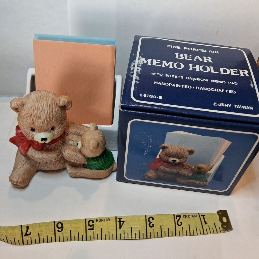 Vintage JSNY Taiwan Fine Porcelain Bear Memo Holder